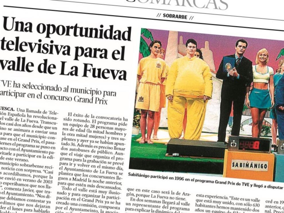 Publicación de HERALDO sobre la participación de La Fueva.