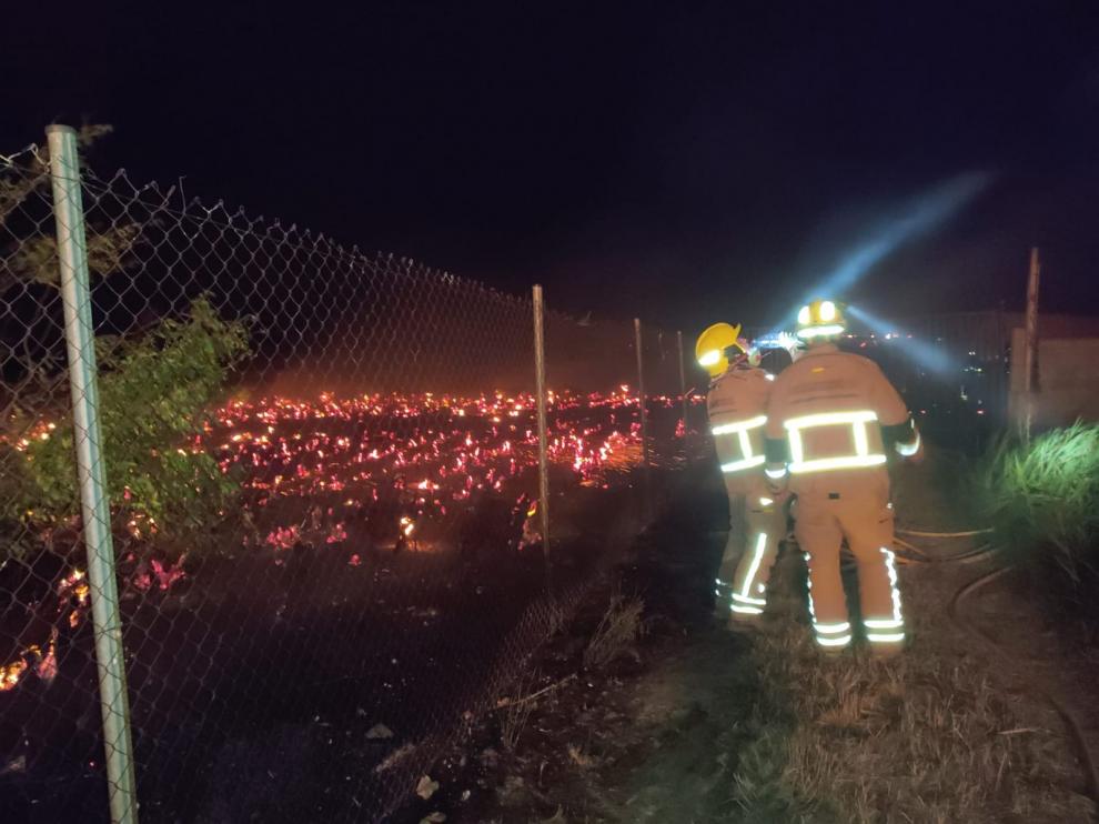 Actuación de los bomberos en la finca de Pastriz.