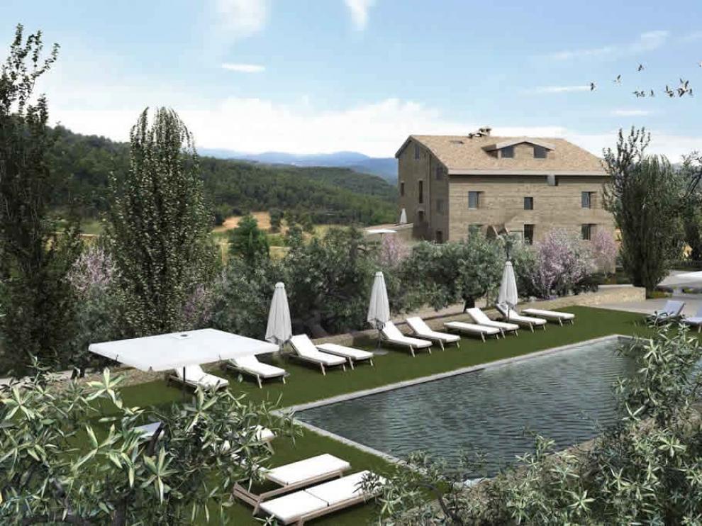 Hotel Torre del Marqués de Monroyo, entre pinares y campos de cultivo.