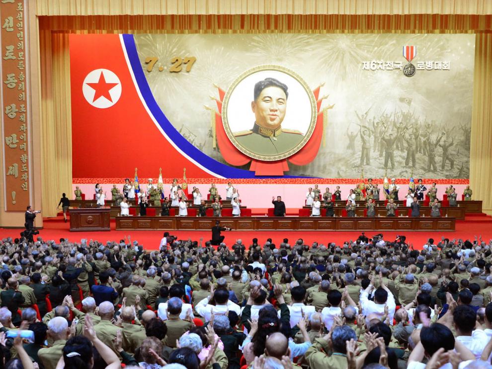 Kim Jon Un en el acto del 67º aniversario del fin de la Guerra de Corea.