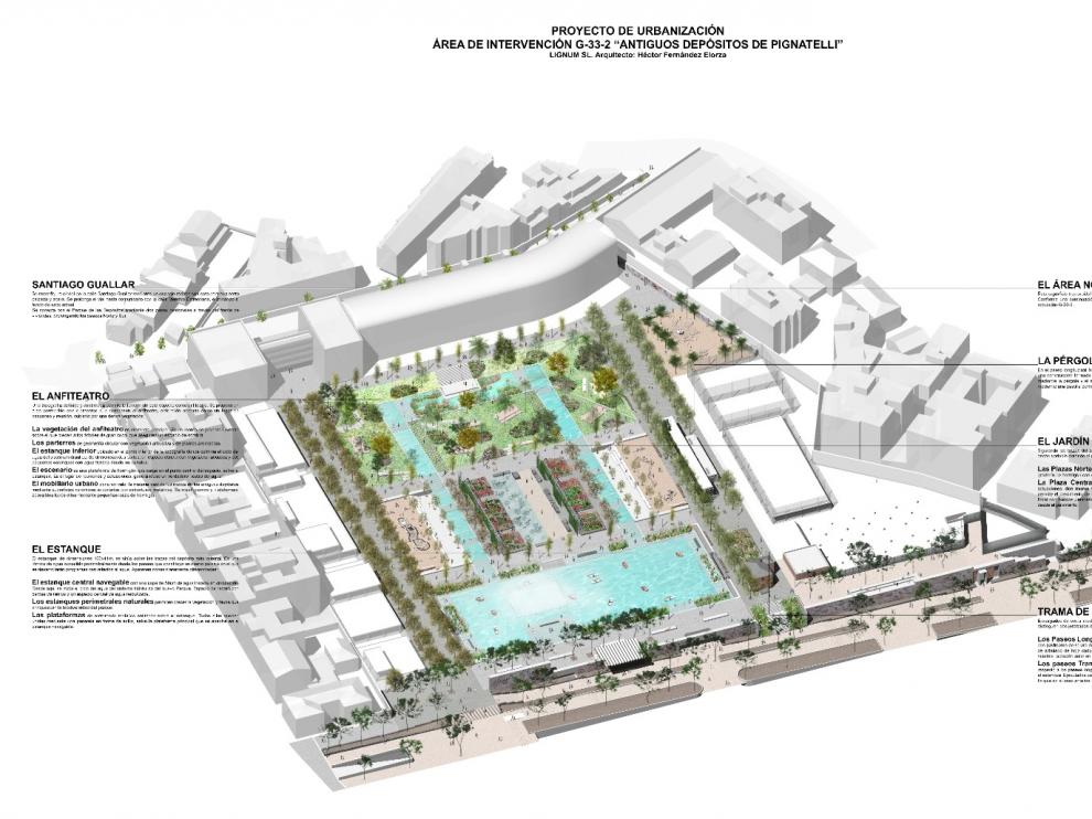 El proyecto de urbanización del parque Pignatelli.