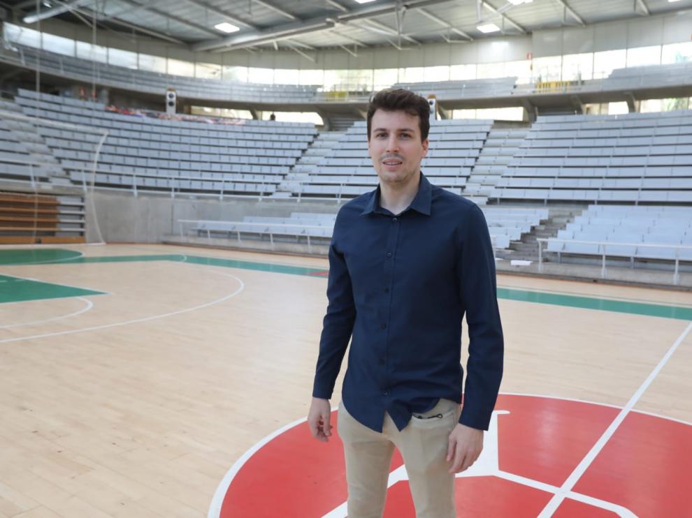 David Gómez, en la que será su casa hasta 2023, la pista del Palacio de los Deportes.
