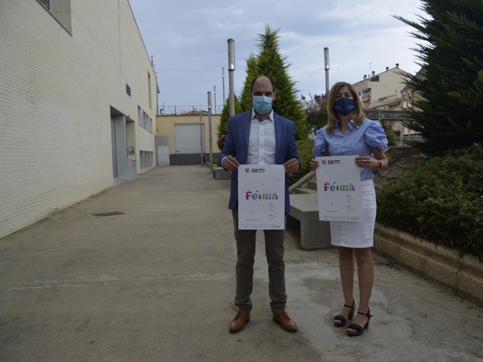 El alcalde y la concejal de Desarrollo de Barbastro, Fernando Torres y Belinda Pallás.