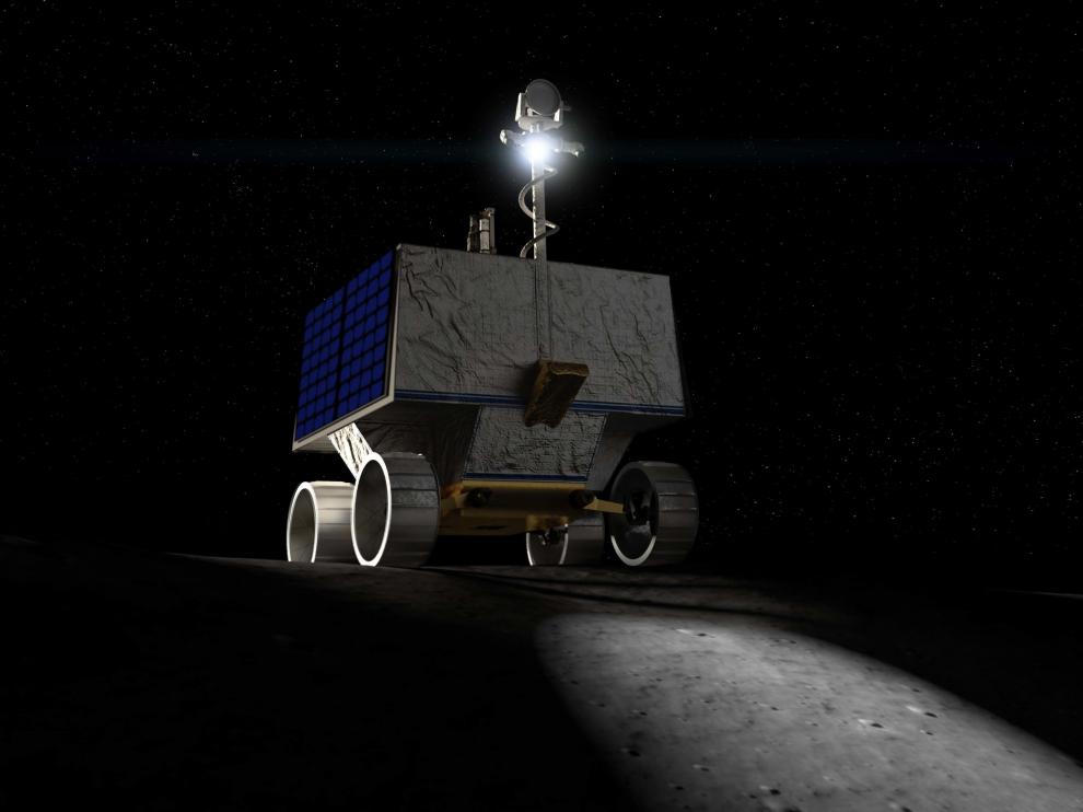 Ilustración del rover lunar VIPER de la NASA.