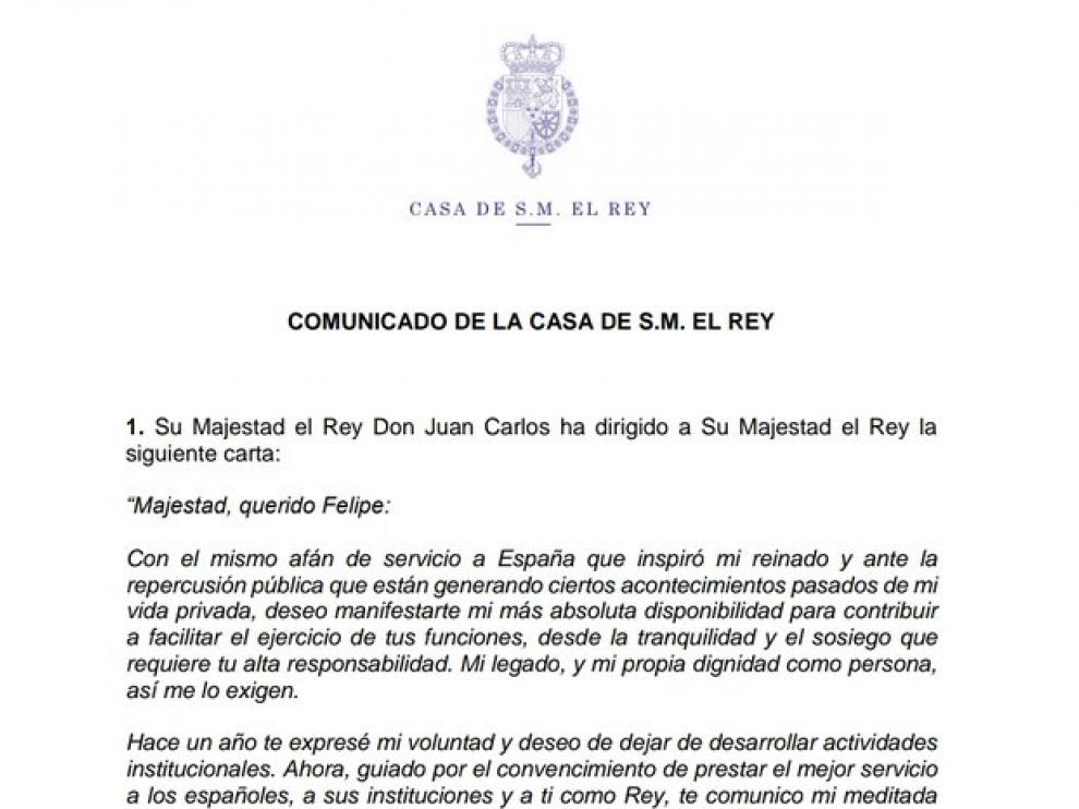 Comunicado de la Casa Real