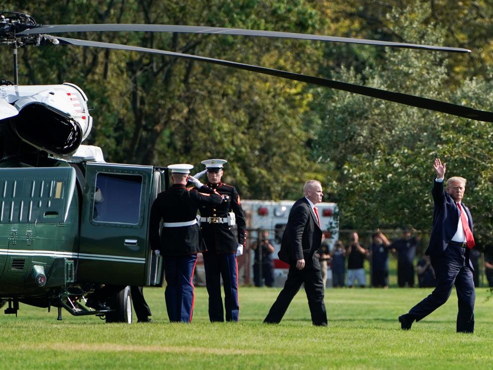 Trump a su llegada este domingo a Long Branch, en New Jersey.