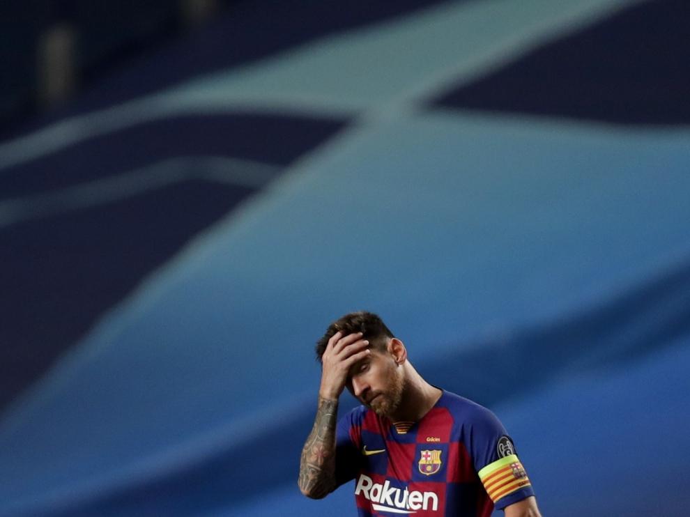 Messi, tras la abultada derrota de su equipo frente al Bayern.
