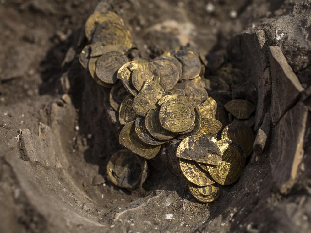 Imagen de las monedas de oro halladas en Israel
