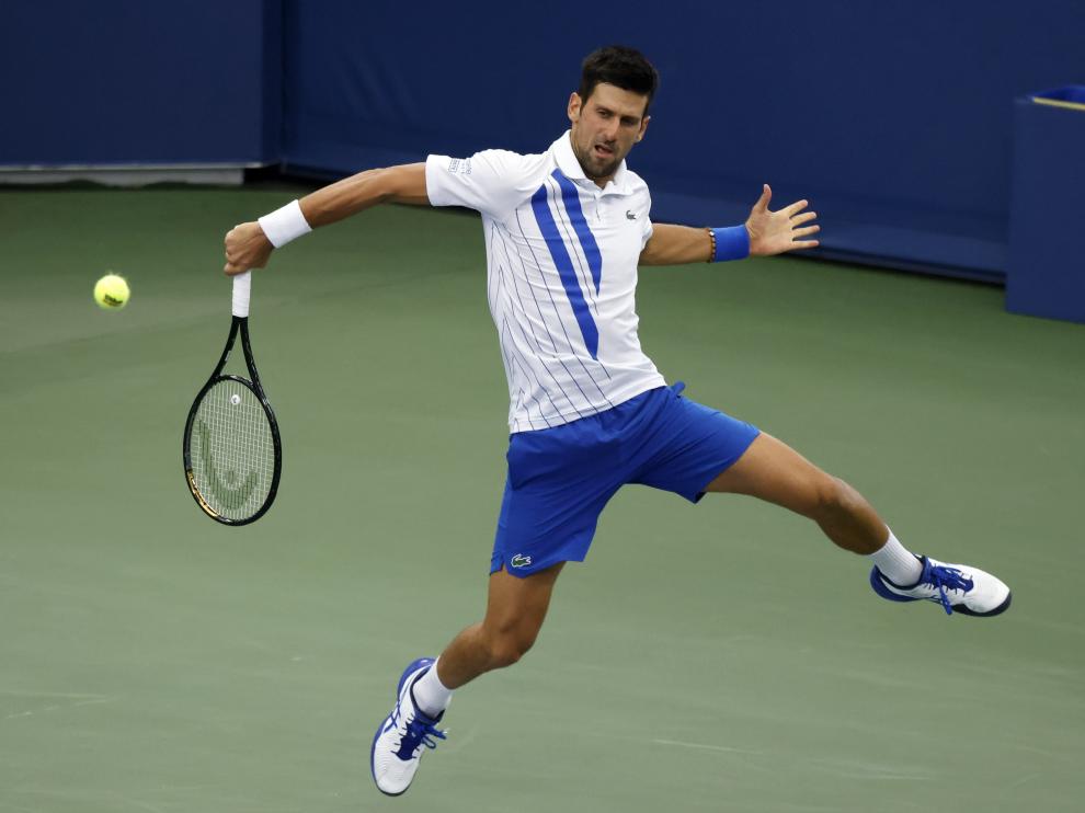 El serbio Novak Djokovic , en acción en la final de Cincinnati