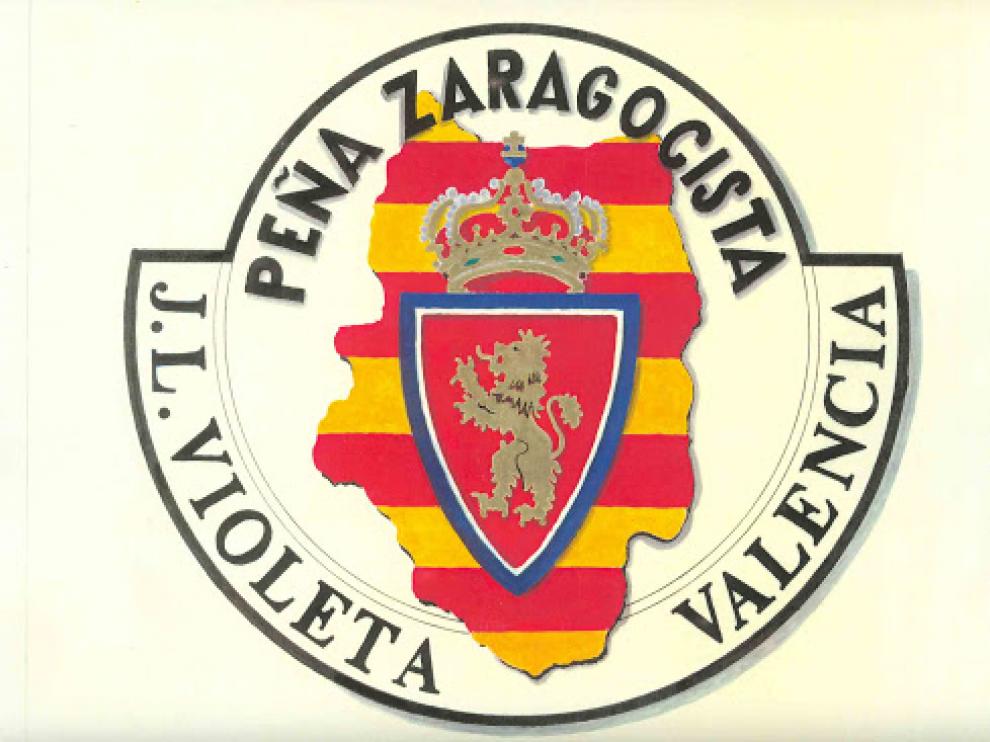 Escudo logotipo de la Peña Zaragocista 'José Luis Violeta' de Valencia, una de las pioneras de la Federación peñista blanquilla desde 1993.