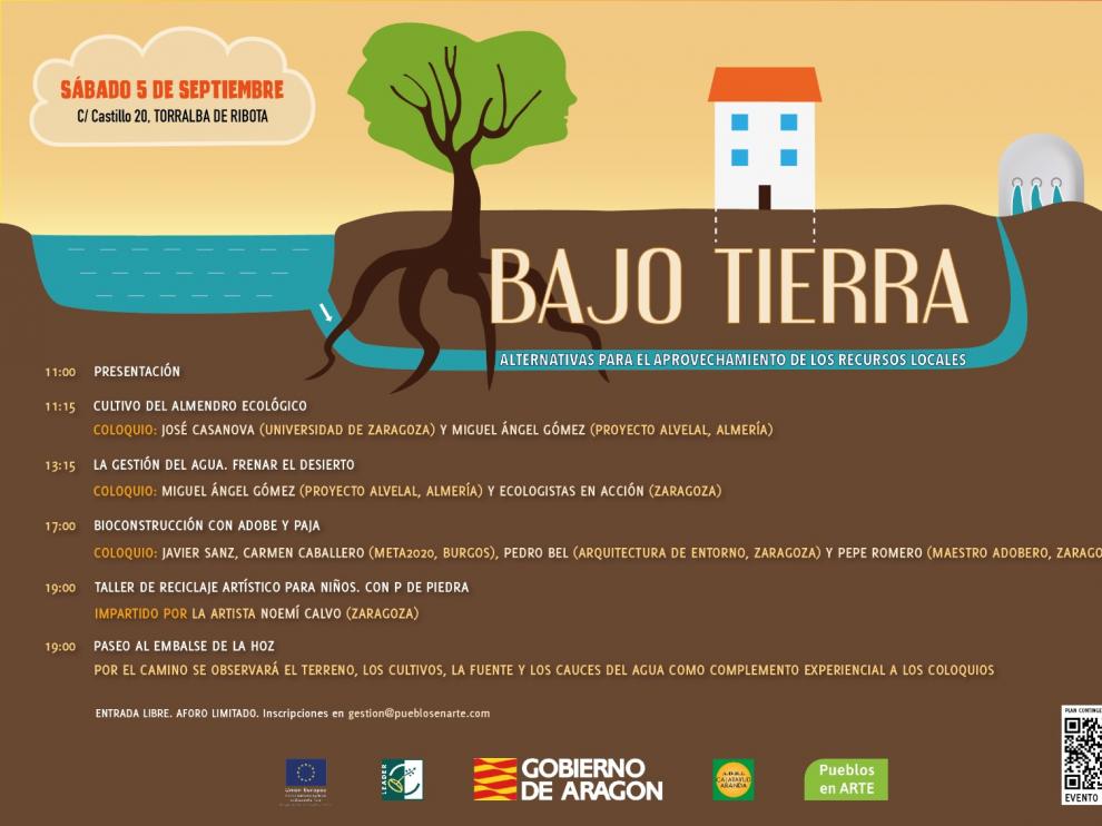 Cartel del ciclo de conferencias "Bajo tierra. Alternativas para el aprovechamiento de los recursos locales".
