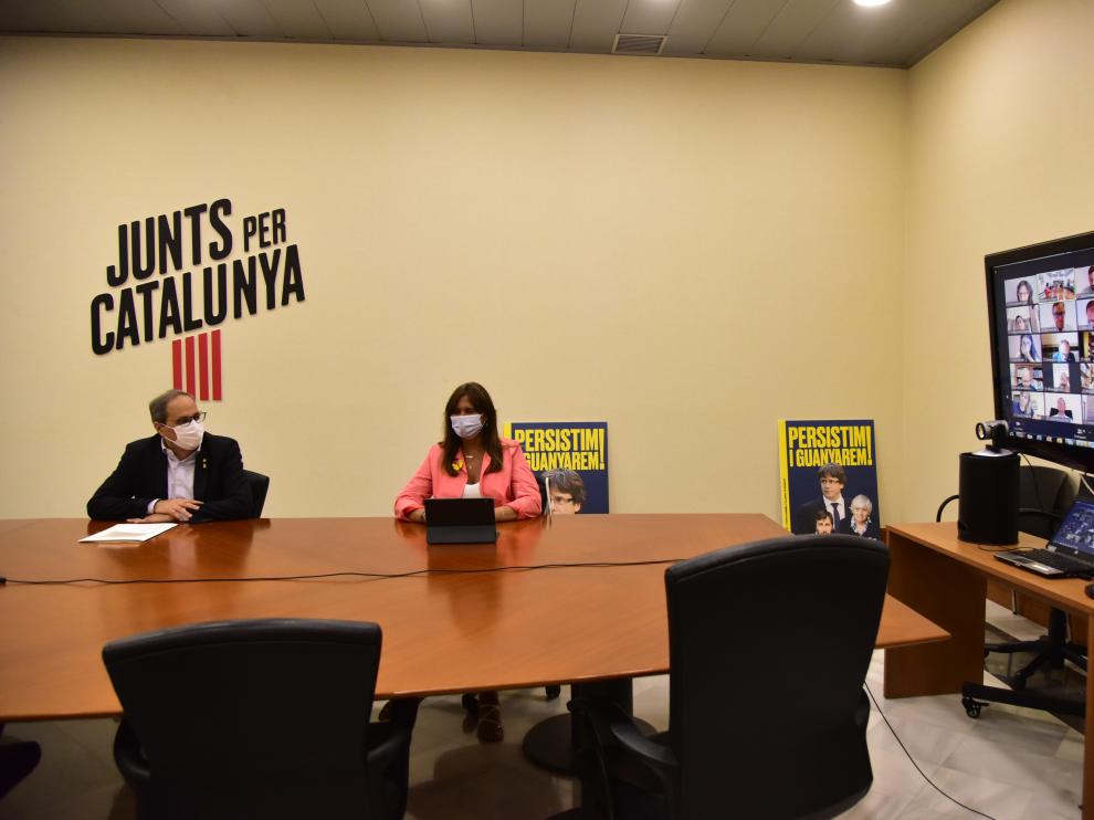 Una imagen de la reunión telemática mantenida por Quim Torra este jueves, 2 de septiembre.