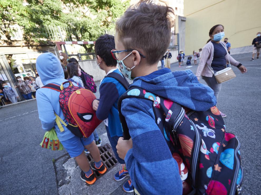 Primer día de clase en un colegio de Navarra.