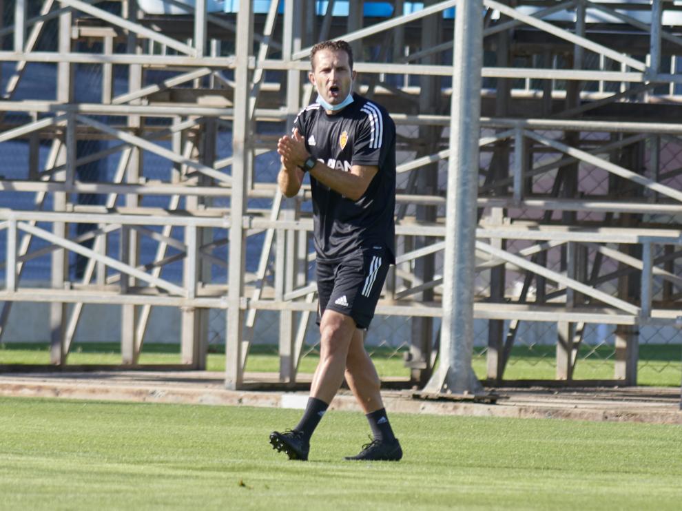Entrenamiento del Real Zaragoza, este sábado.