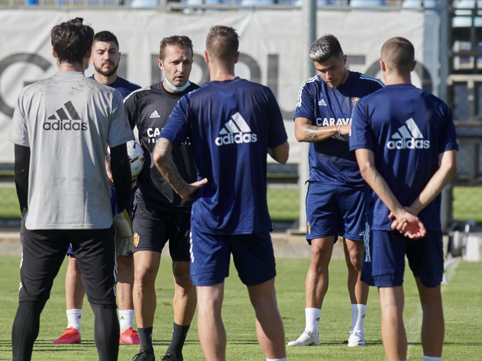 Entrenamiento del Real Zaragoza, este sábado.