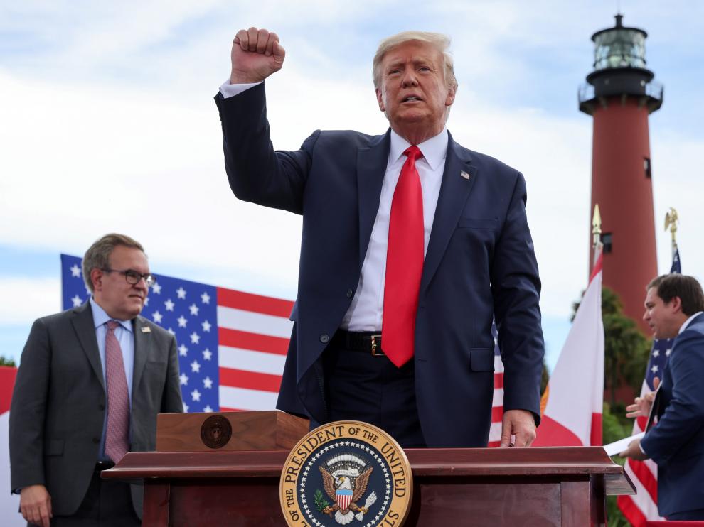 U.S. President Trump touts environmental policies during campaign stop in Jupiter, Florida