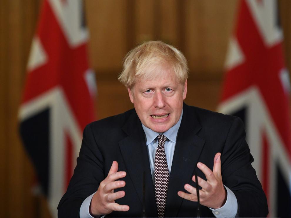 Britain's Prime Minister Boris Johnson holds a virtual news conference, in London