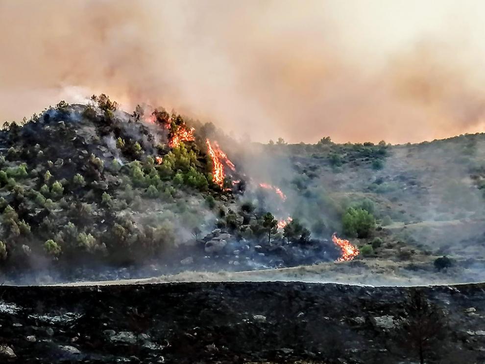 Un incendio en Castiliscar arrasa diez hectáreas entre la zona de pinos y rastrojos