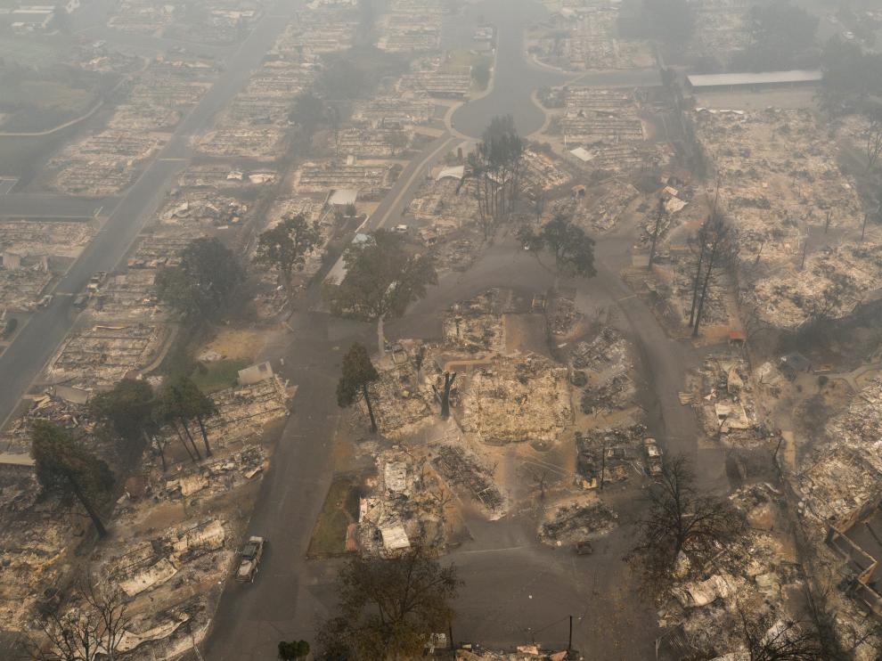 Efectos del incendio en Oregón.