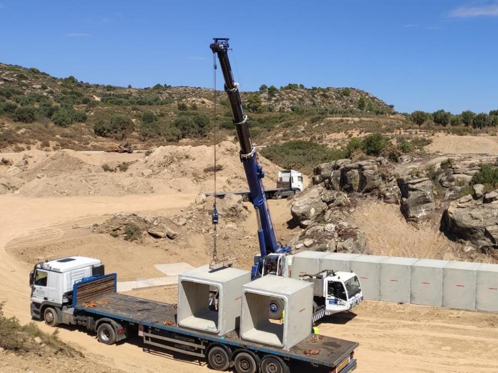 Obras en la carretera de Maella