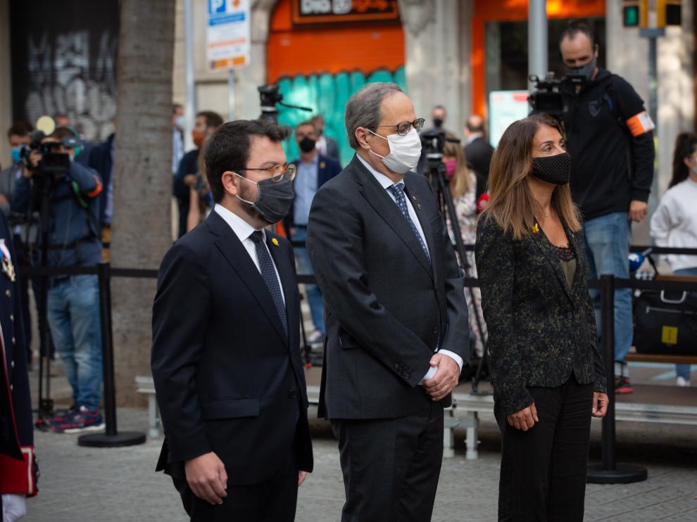 Quim Torra, en el centro, en la Diada del pasado viernes.