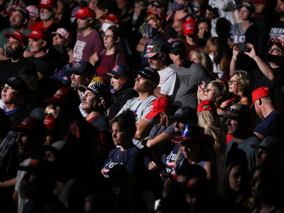 Seguidores de Trump, sin mascarilla, este domingo en un mitin en Nevada.
