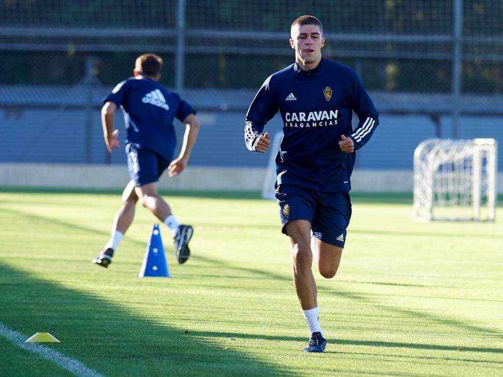 Zanimacchia, en el entrenamiento del lunes por la mañana antes de caer lesionado.
