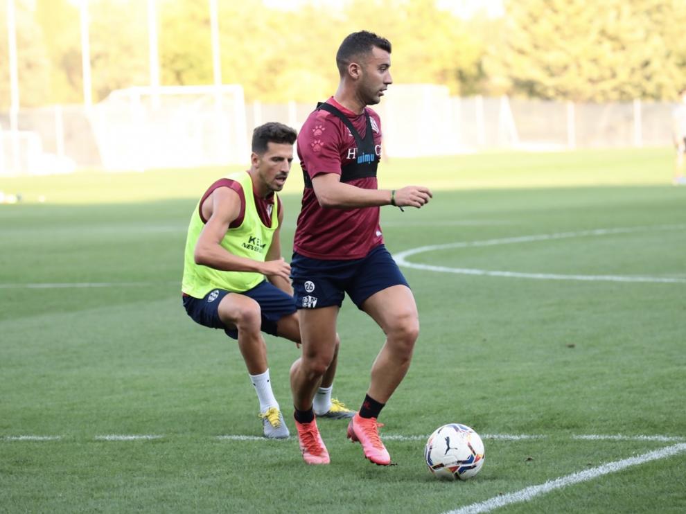 Borja García, en su primer entrenamiento con la SD Huesca