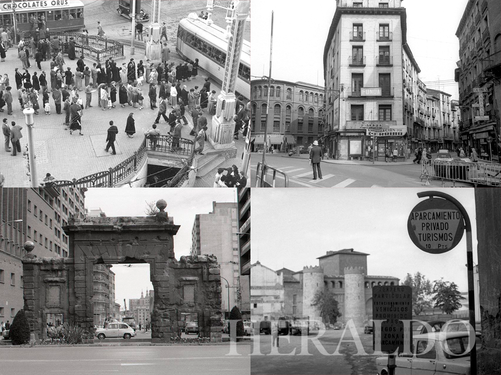 El andén de Independencia, la gran manzana de Zaragoza, la puerta del Carmen y la Aljafería.