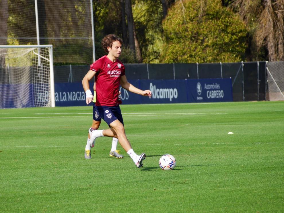 Pedro Mosquera, durante el entrenamiento de este miércoles en el Pirámide.