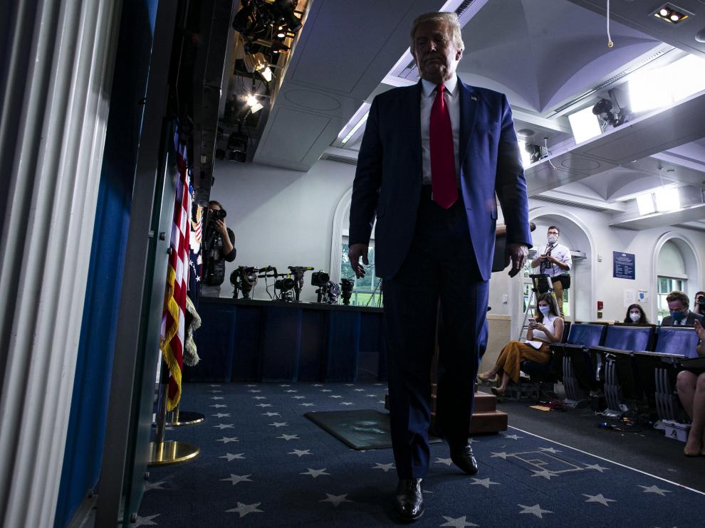 Donald Trump, tras dar una rueda de prensa.