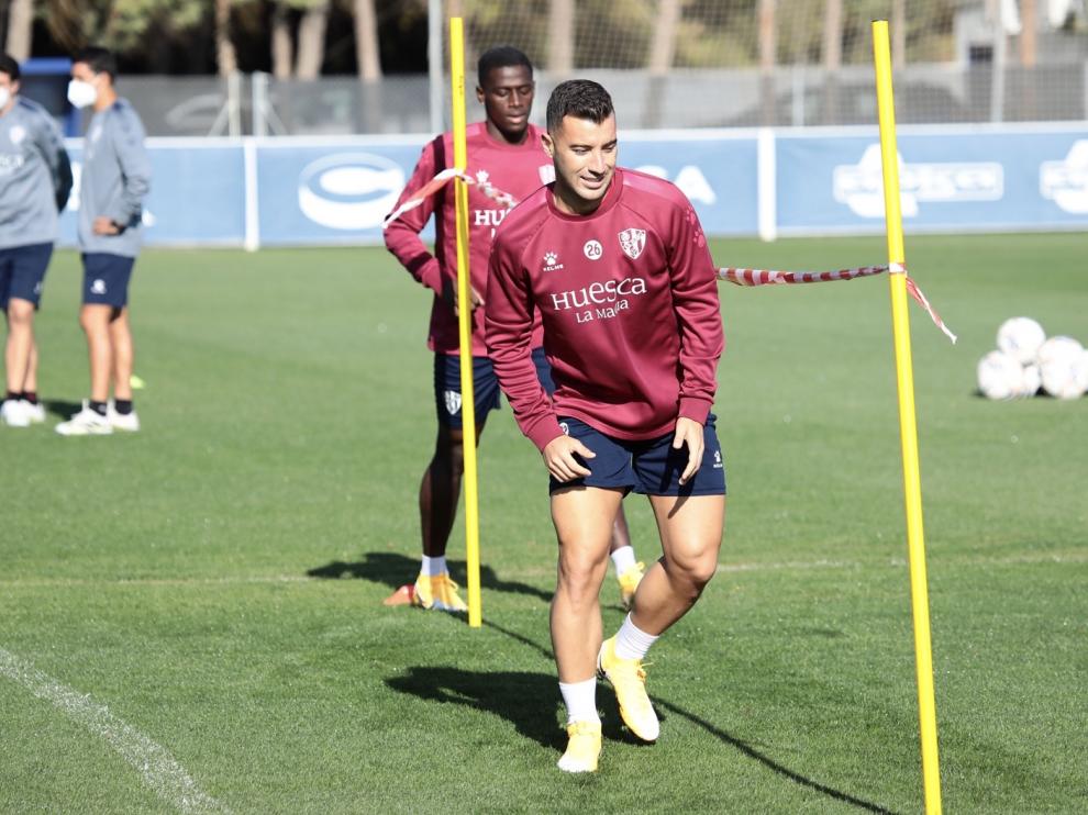 Borja García, durante el entrenamiento de este martes.