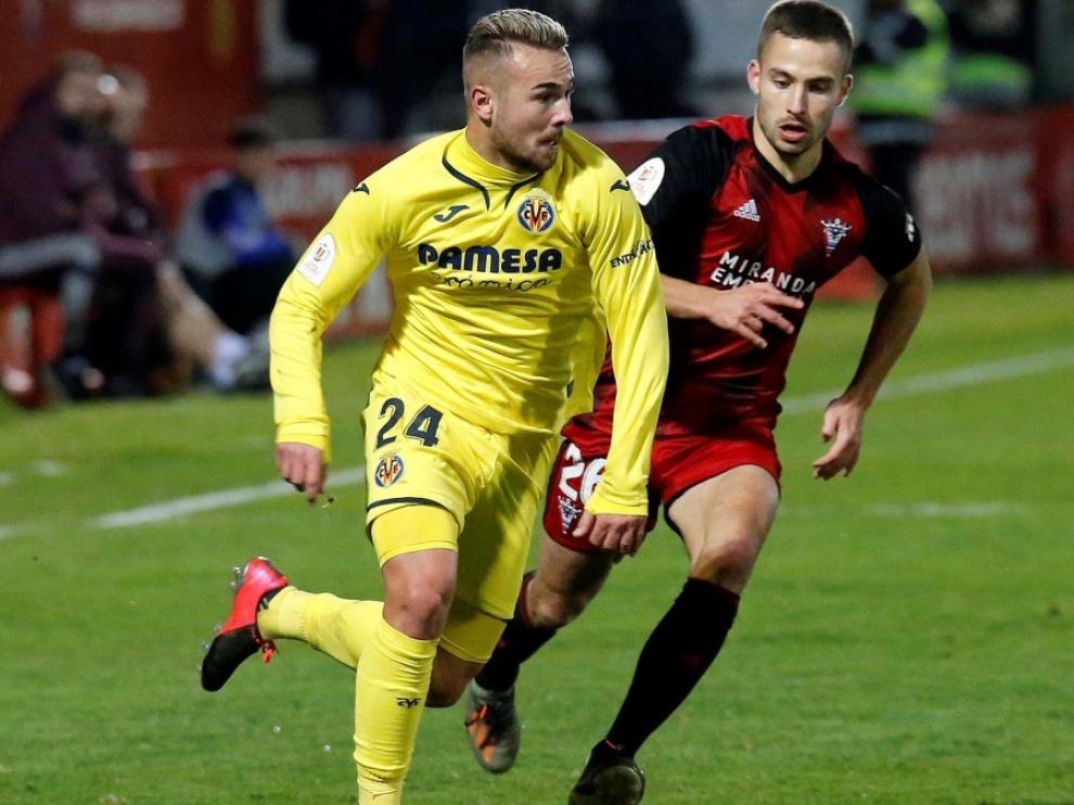 Ontiveros, durante un partido entre el Villarreal y el Mirandés.