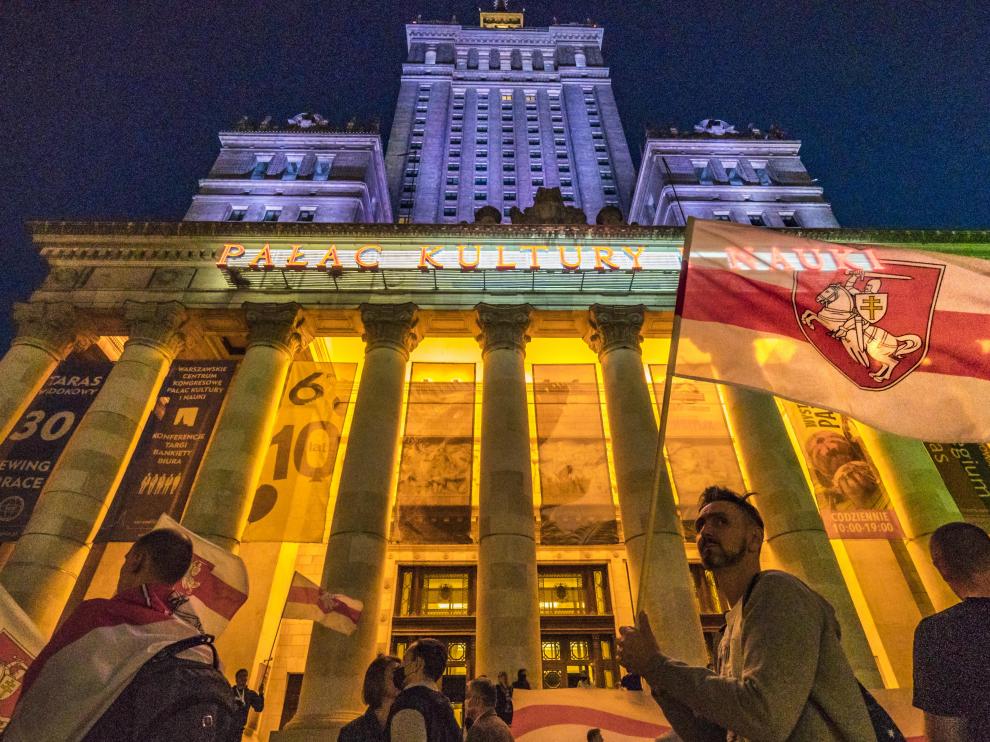 Opositores a Lukashenko se manifiestan este miércoles.