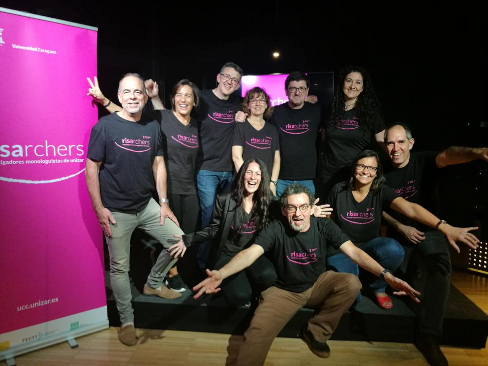 Integrantes del grupo de monologuistas de Unizar Risarchers