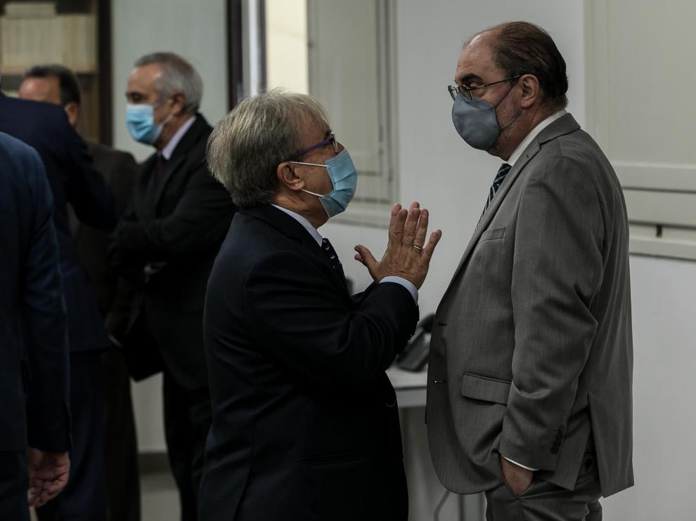 Lambán (derecha), en la presentación del año Judicial