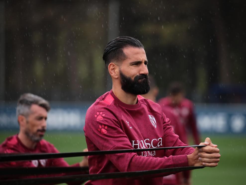 Dimitrios Siovas, durante un entrenamiento con la SD Huesca.