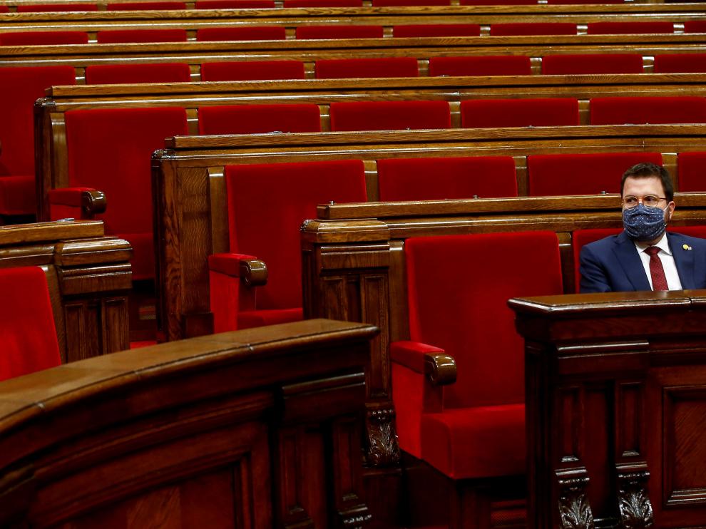 Pere Aragonès en el Parlamento de Cataluña