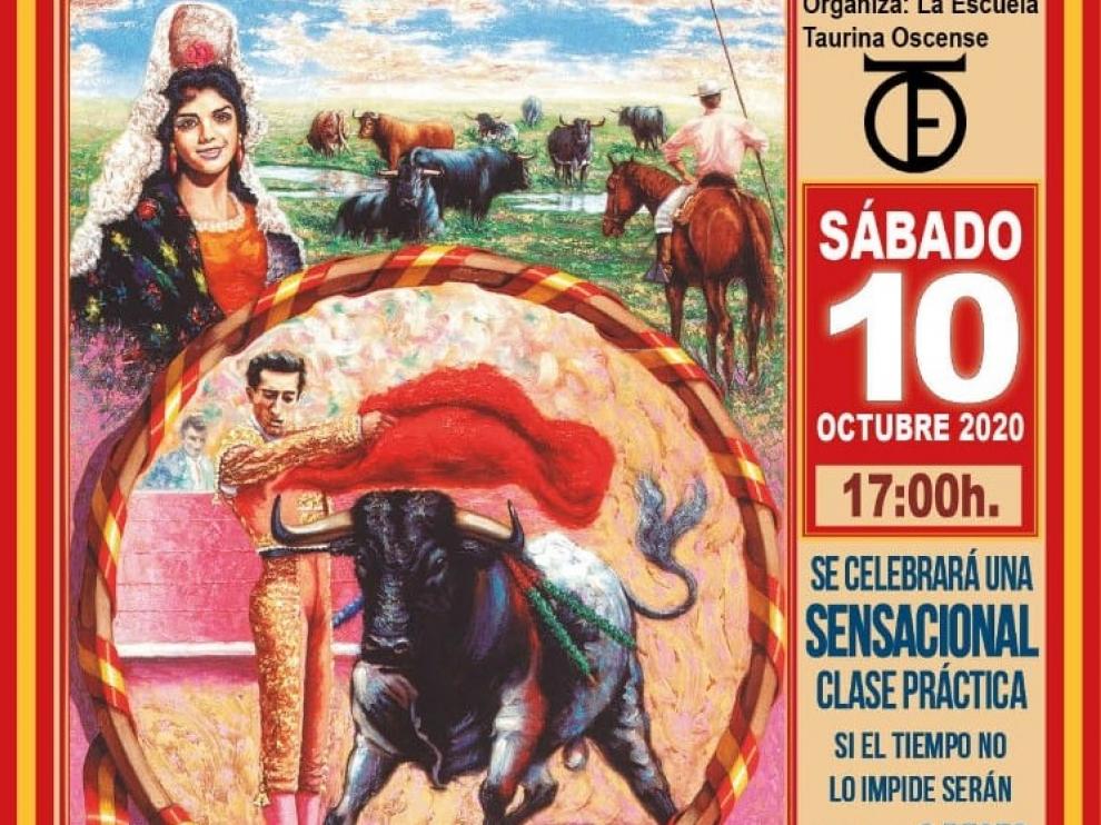 Imagen del cartel del festejo organizado por la Escuela Taurina Oscense.