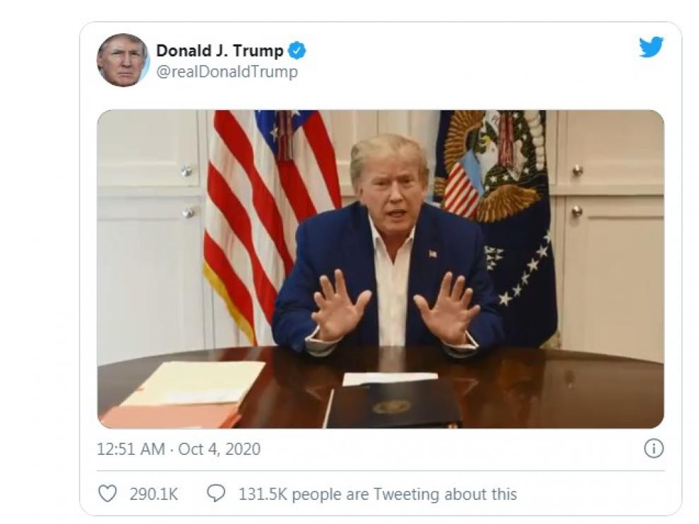 Donald Trump, en un vídeo publicado esta madrugada en su cuenta de Twitter.