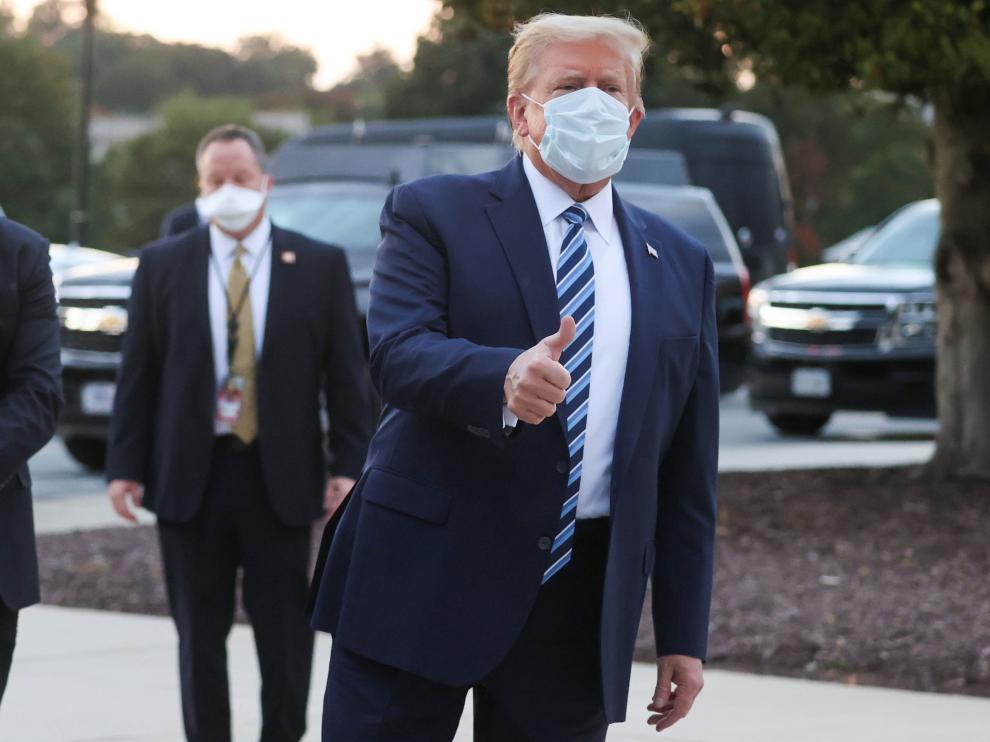 U.S. President Donald Trump departs Walter Reed National Military Medical Center in Bethesda, Maryland