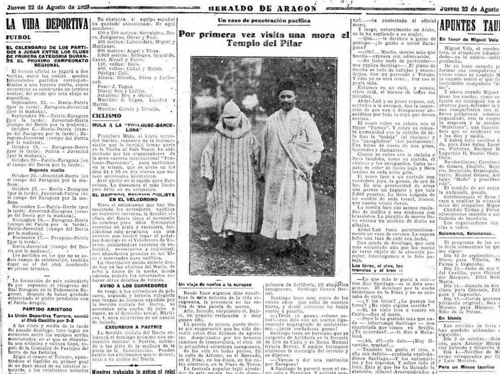 Abdel-Lah y Chama fueron foco de la actualidad veraniega zaragozana aquel agosto de 1929