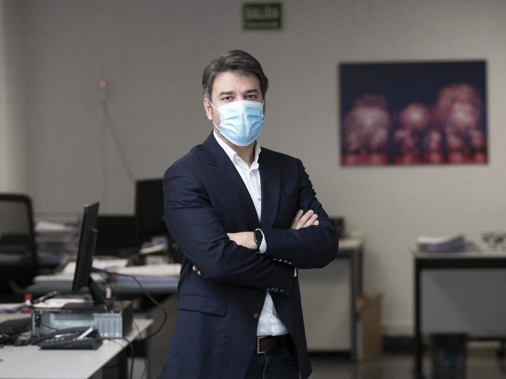 Pérez, en las oficinas de la empresa en el centro de Zaragoza.