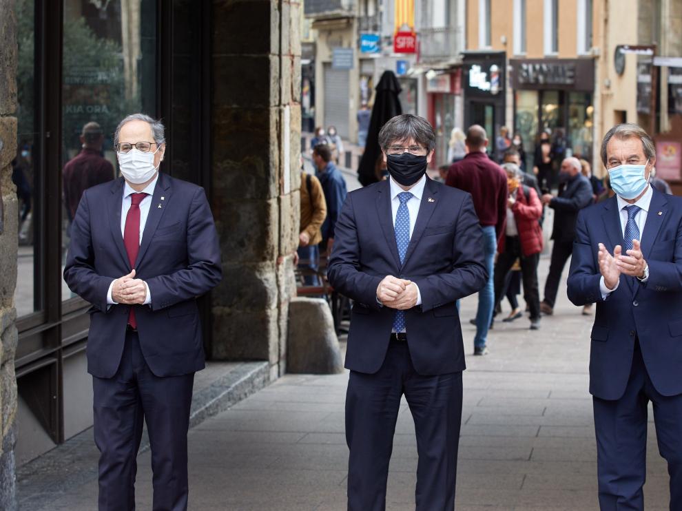 Torra, Puigdemont y Mas en Perpignan