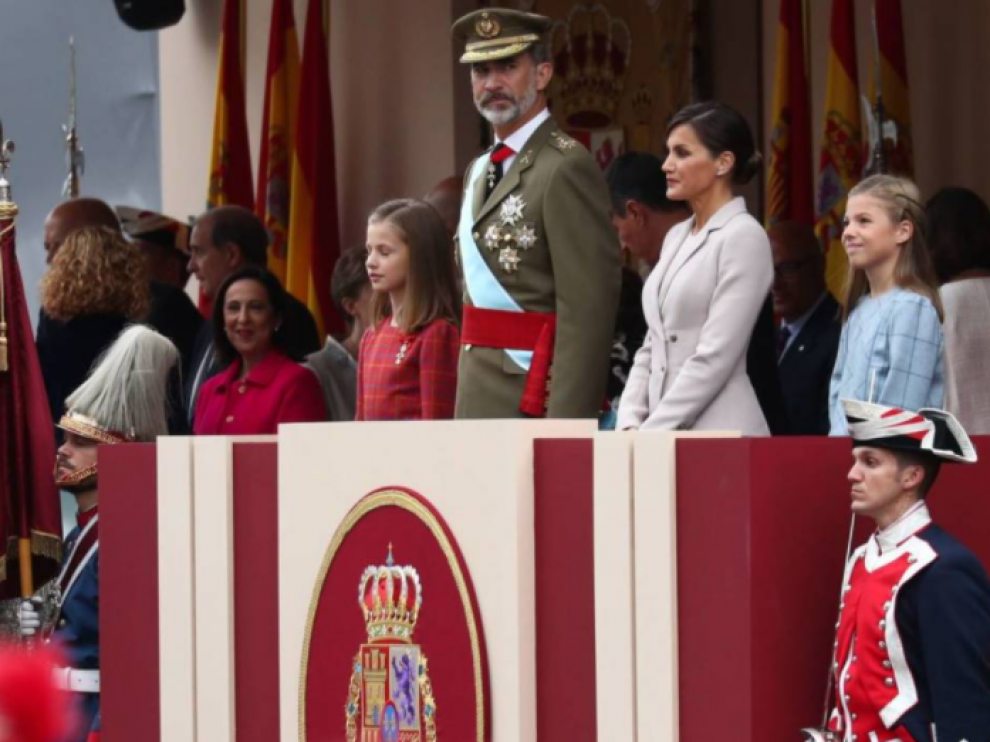 El Rey Felipe presidiendo el desfile del 12 de octubre en 2018