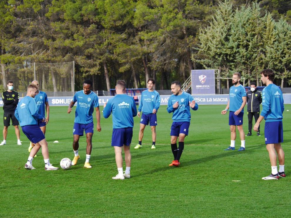 Entrenamiento de la SD Huesca durante la semana pasada.
