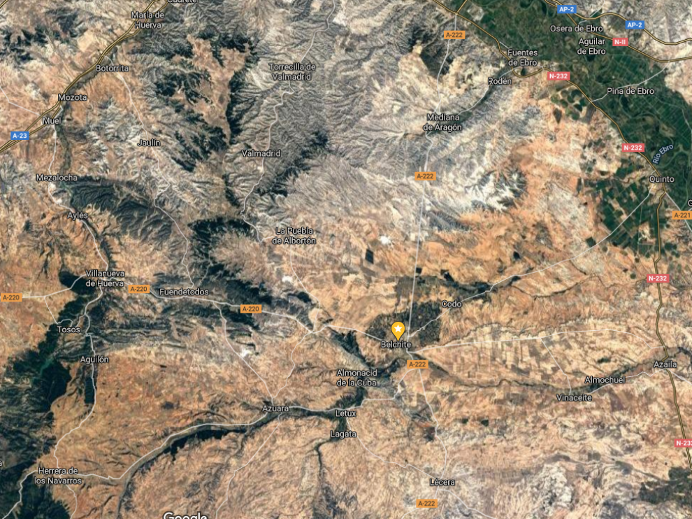 El accidente ha sido en la A-222 en Belchite