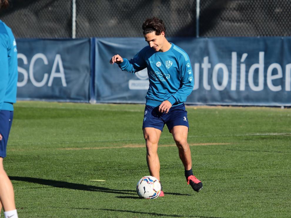 Jaime Seoane, durante el entrenamiento de este martes en el Pirámide.
