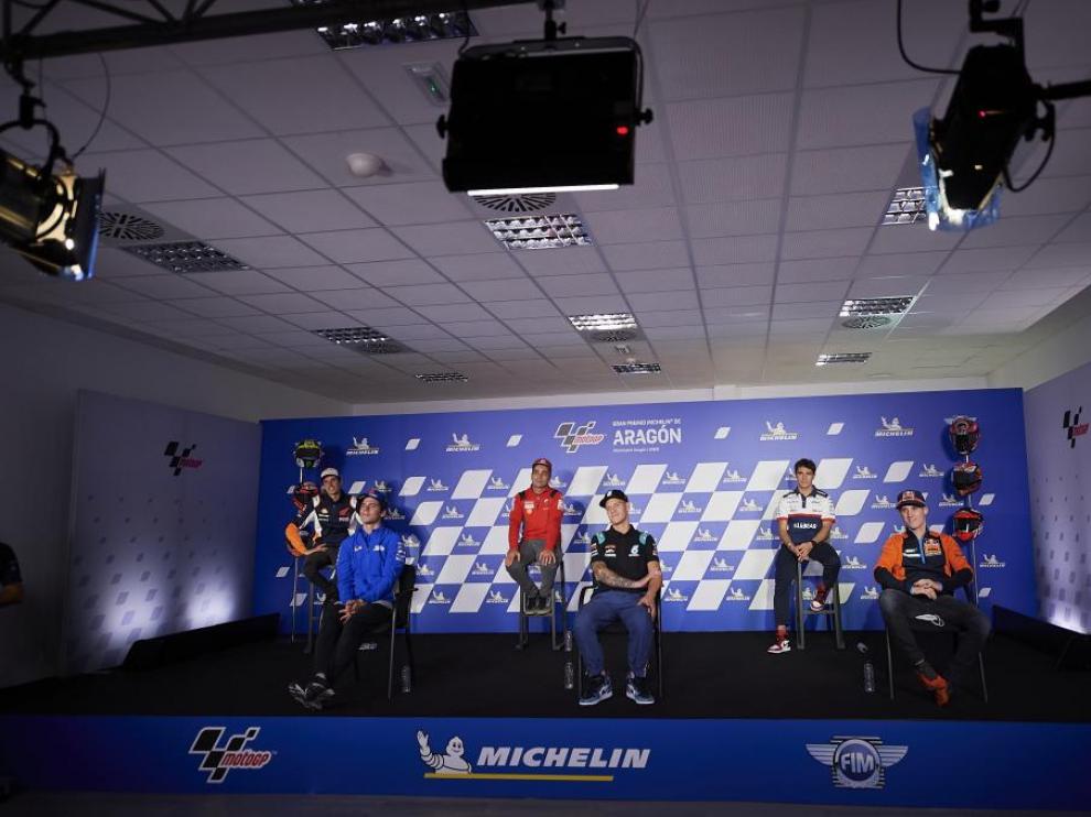 Rueda de prensa de los pilotos este jueves en Alcañiz