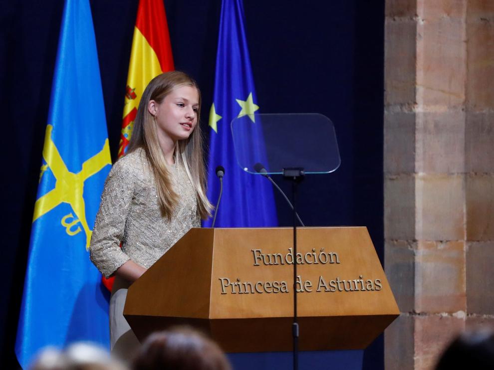 La Princesa, durante su intervención en la gala de premios que lleva su nombre.
